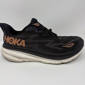 Hoka Clifton 9 Womens Size 9D Wide Black Copper White Athletic Running Shoes